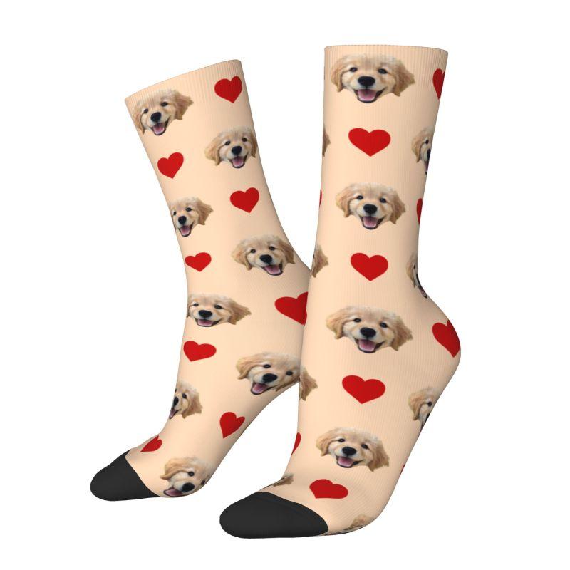 Fashion Print Personalized Face Custom Dog Photo Socks for Women Men Stretchy Summer Autumn Winter Crew Socks