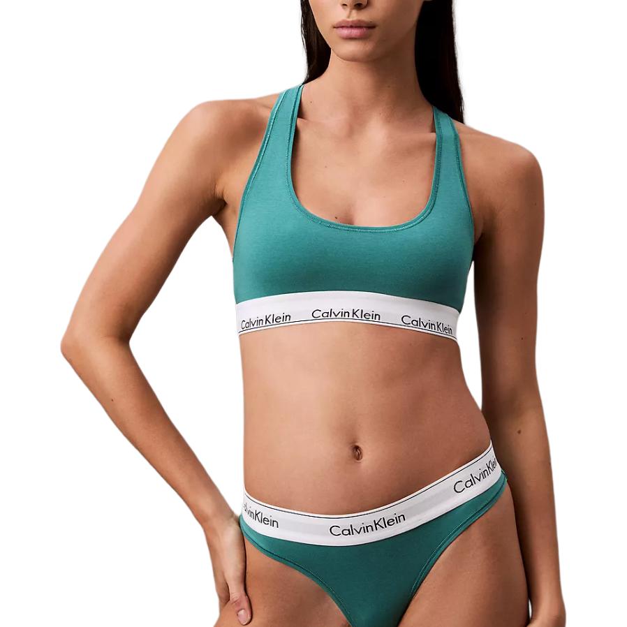 Calvin Klein Letter Soft Elastic Band Padded Wireless Bra Women bra Green F3785-350 S