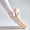 Mädchen-Ballerina-Ballettschuhe, rosa Satin-Canvas-Schnür-Spitzenschuhe zum Tanzen