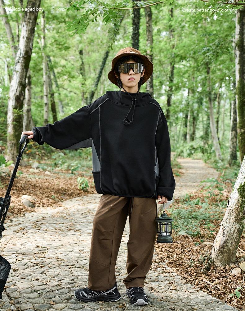 Koyama River Boys' Trendy Hooded Fleece Sweatshirt - Autumn 2025