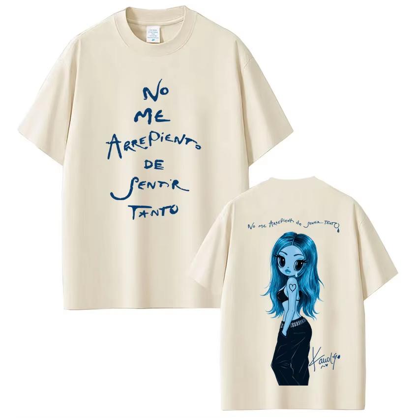 2026 Neues Karol G No Me Arrepiento De Sentir Tanto Album 2026 Grafikdruck Unisex Kurzarm-T-Shirt, Hip-Hop Mode Lässiges Streetwear-Oberteil