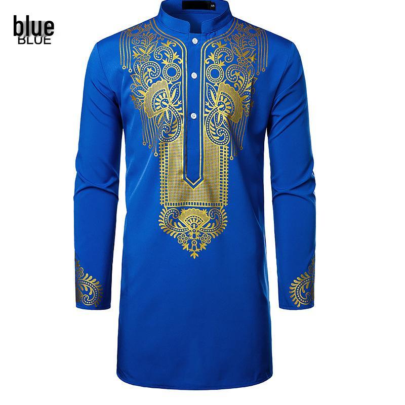 Men's Casual African Style Long Sleeve Print Shirt