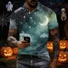 Men's Short Sleeve Halloween Print Shirt for Casual Wear and Halloween Parties