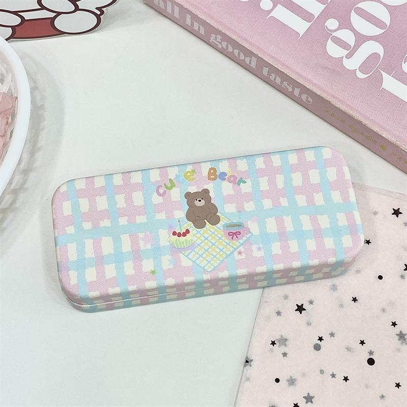 Cute Cartoon Bear Dog Glasses Case for Girl Travel Portable PU Leather Anti-pressure Dustproof Organizer Sunglasses Storage Box