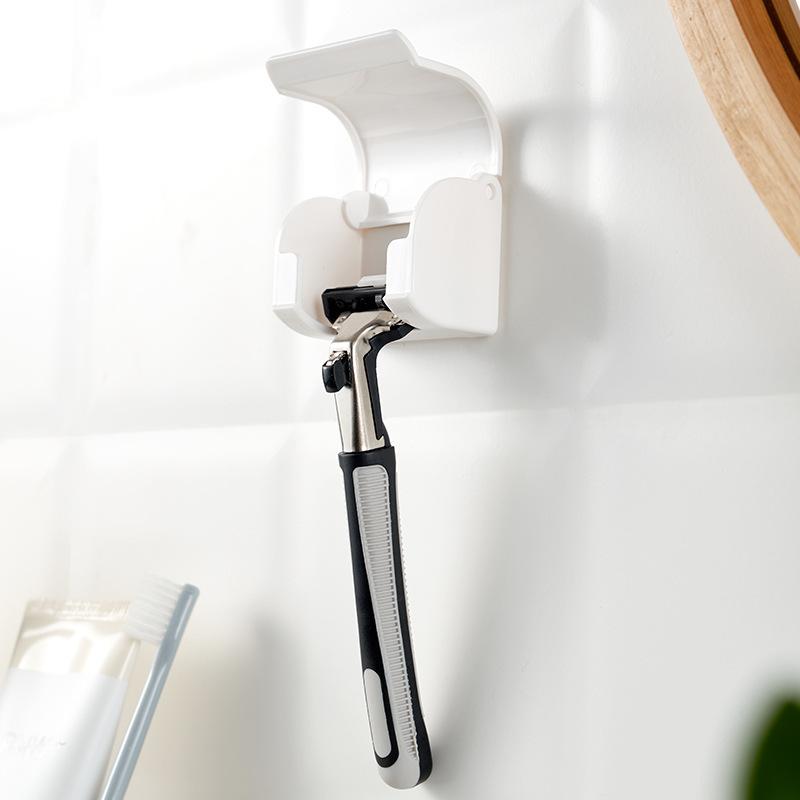 1pc Razor Holder Bathroom Organizer Wall-Mounted Shower Razor Holder Plastic Bathroom Storage Accessories Easy Organization Razor Protect