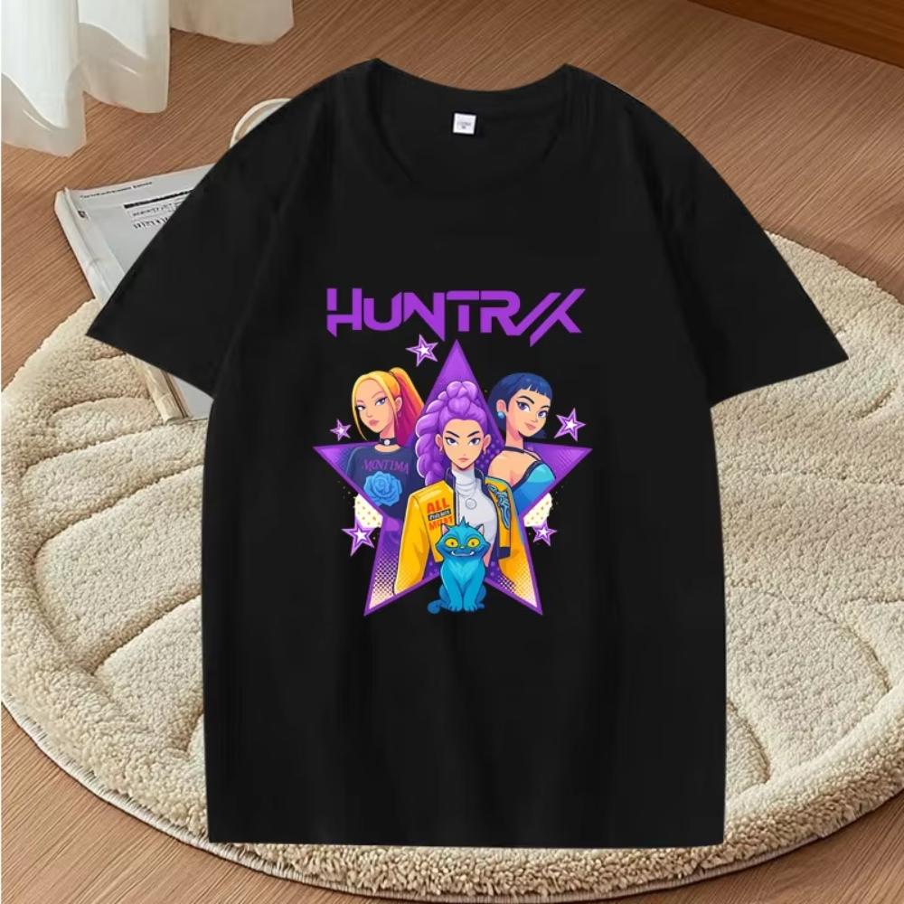 New Pop Demon Hunters Girls Graphic T Shirts Men Women Oversized Cotton Fashion Anime Short Sleeve Summer Print Unisex Tops