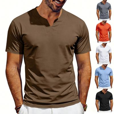 Herren V-Ausschnitt Jersey-Shirt Kurzarm Lockerer Schnitt Atmungsaktiv Schnelltrocknendes Gewebe Lässiges Sommer-Top