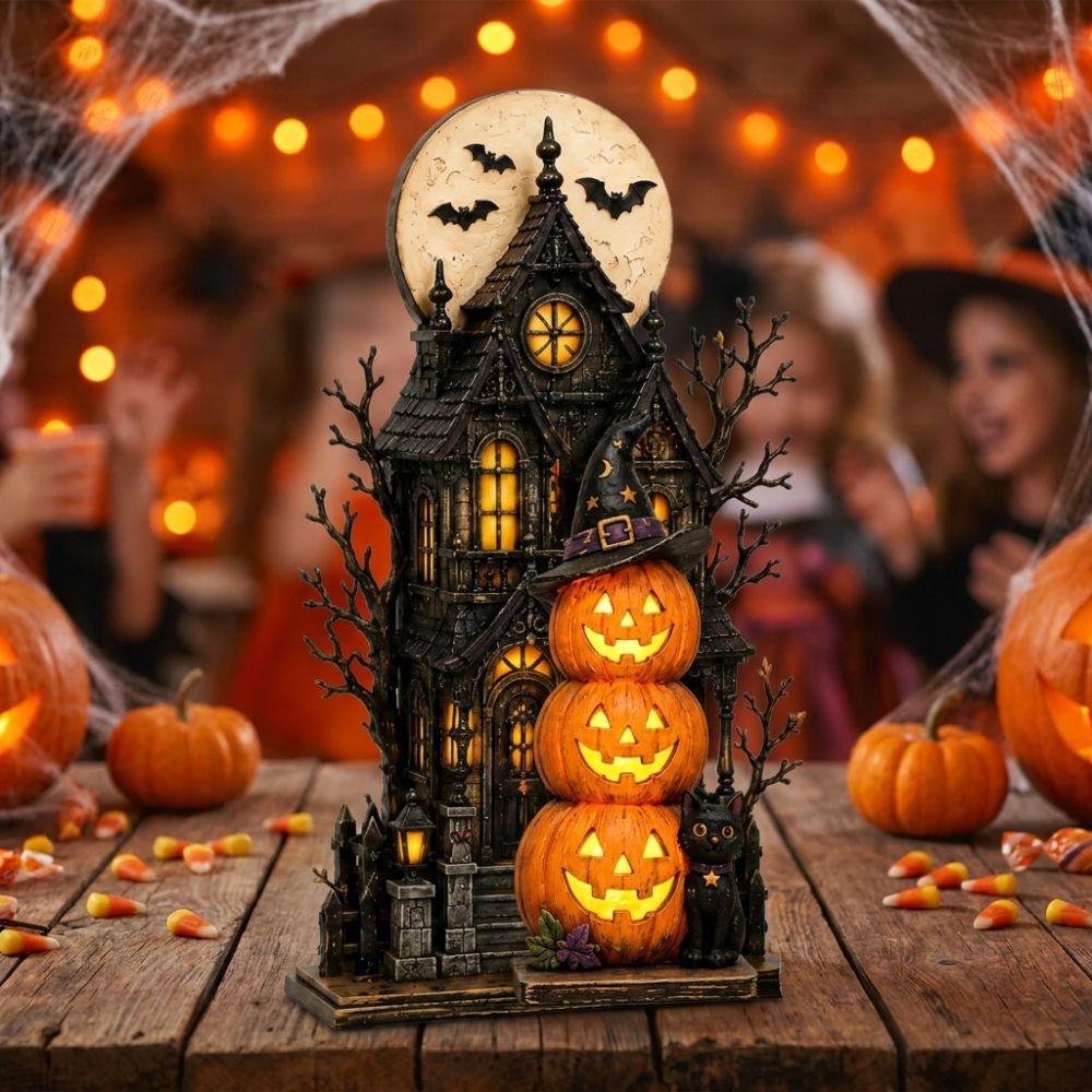2D Flat Wood Haunted House Statue Spooky Halloween Wooden Sign Home Decor
