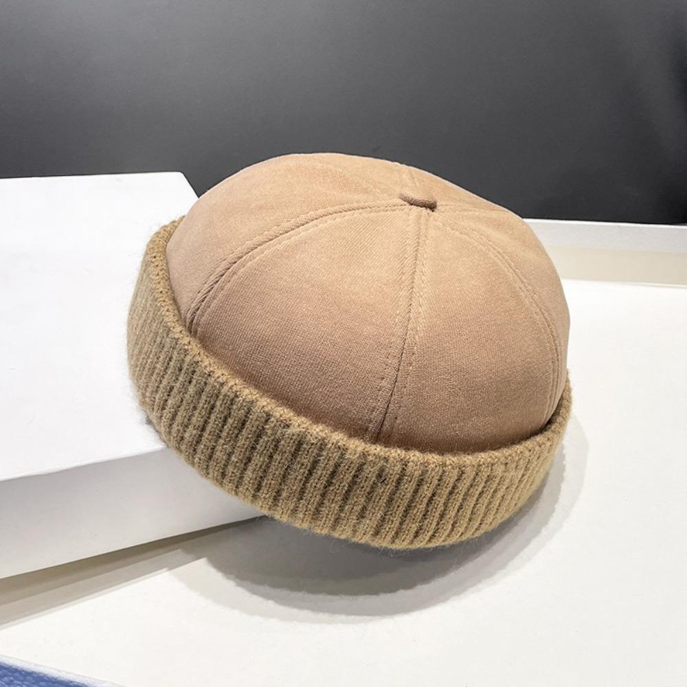 Solid Color Hip-hop Hat Adjustable Melon Skin Caps Casual Brimless Hat  Autumn Winter