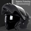 Motorcycle Full Face Helmet Winter Warm Flip up Street Racing Helmet with Dual Visor Comfortable & Breathable for Men
