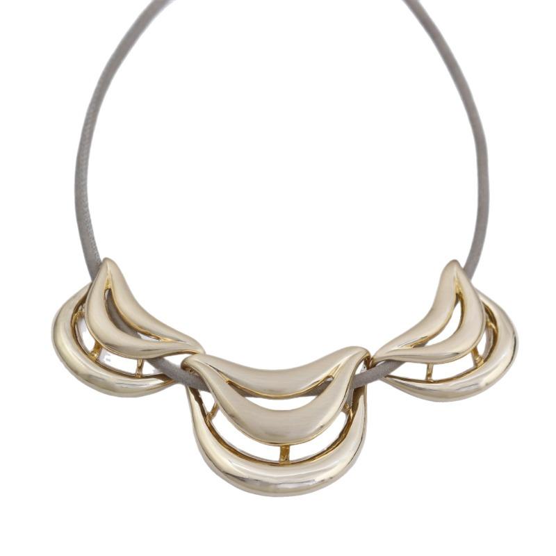 New hollow geometric line leather rope necklace women's creative high-end brushed geometric line neck chain