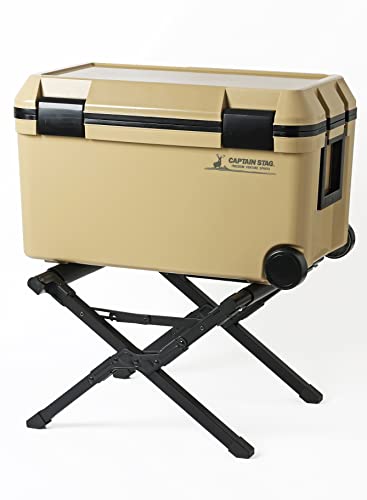 [Amazon.co.jp Exclusive] Captain Stag Cooler Box Stand, 2-Level Adjustable Aluminum Cooler Box Stand with Carry Bag, Black, UY-7044