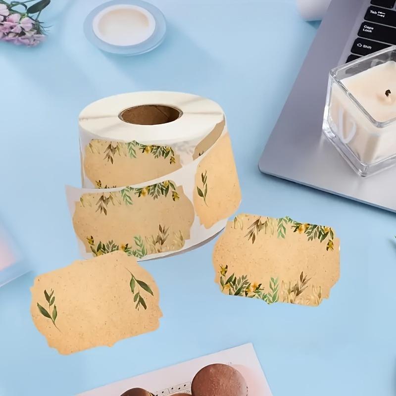 200/400pcs Roll of Kraft Paper Label Stickers Designed for Jars And Lids,Featuring Floral Designs,Pantry labels,Canning Supplies