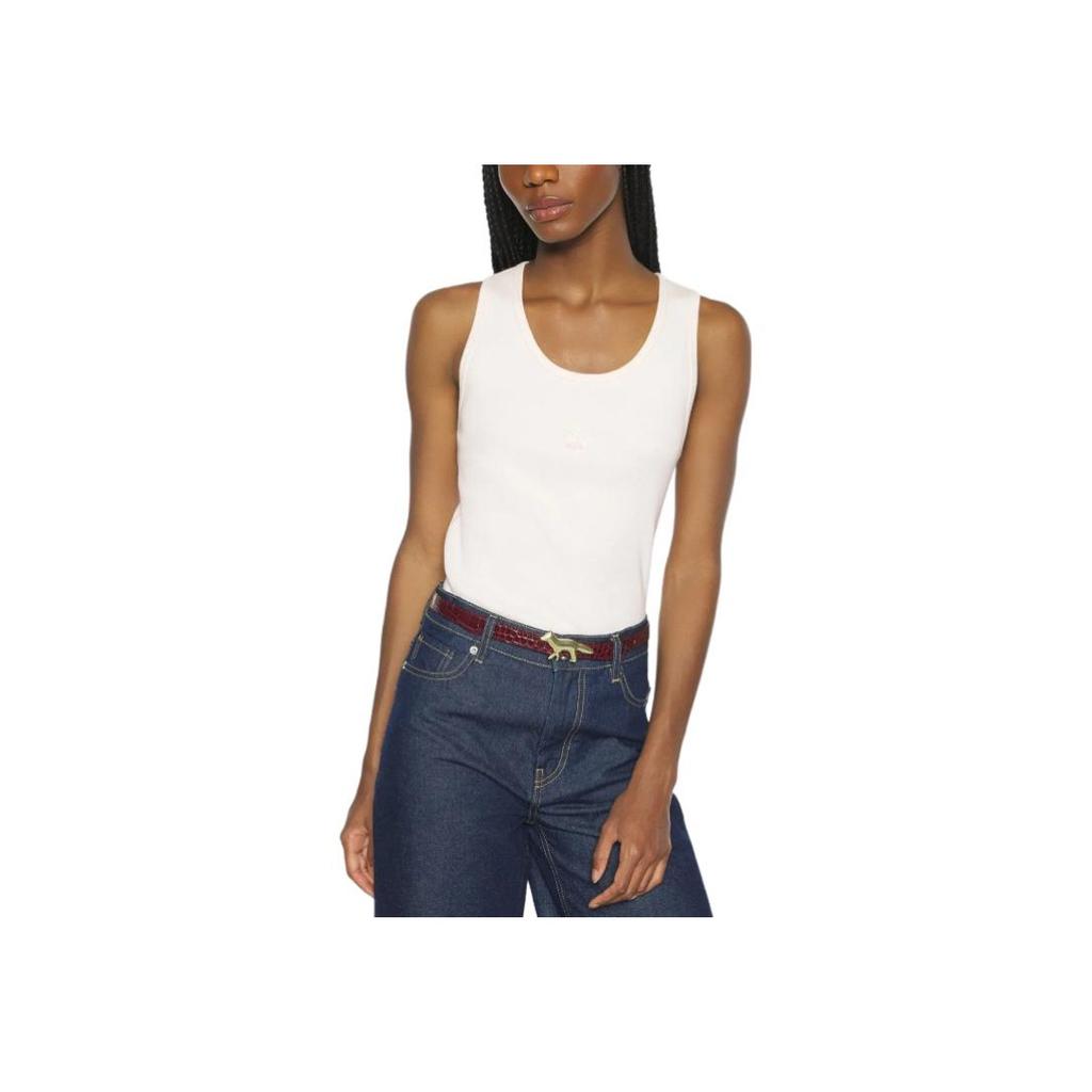 Maison Kitsune Logo Embroidered Sleeveless Round Neck Vest Women tops MW00121KA00330306