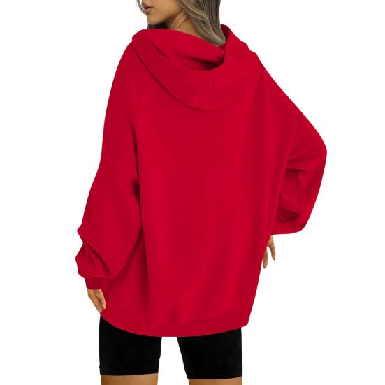 Women Hoodies Drawstring Pullover Fleece Sweatshirts Oversized Long Sleeve Hooded Top with Front Pocket
