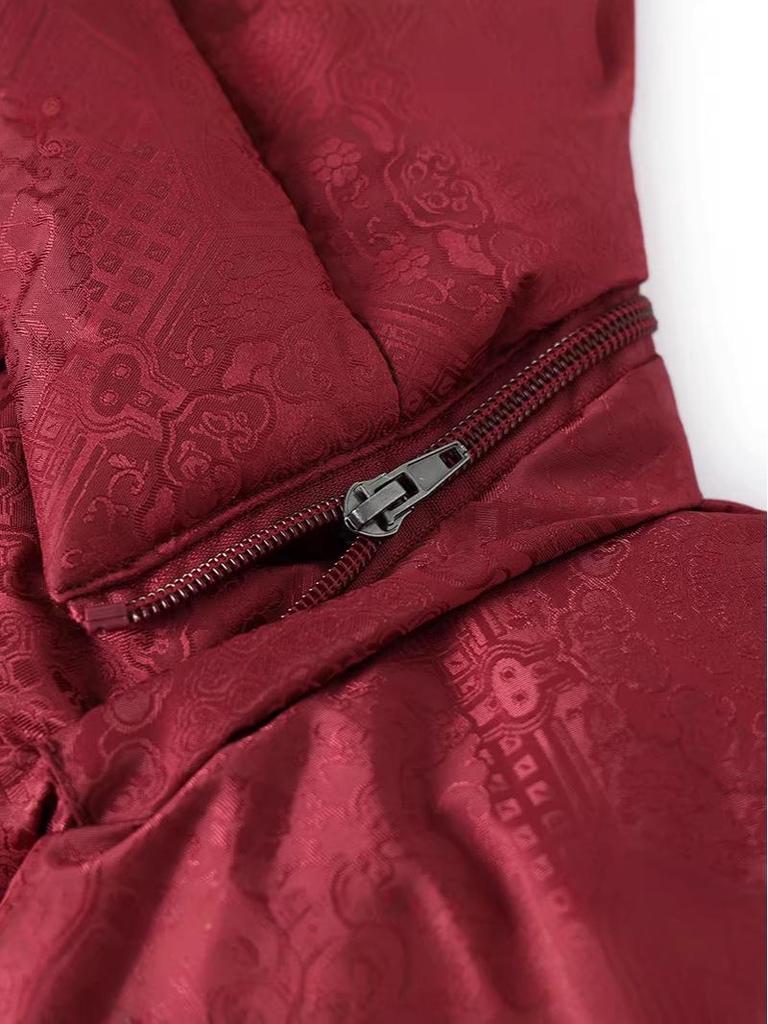 Red Spring Festival Winter Jacket for Mothers – Stylish, Warm, Cotton-Padded Outerwear for Middle-Aged and Elderly