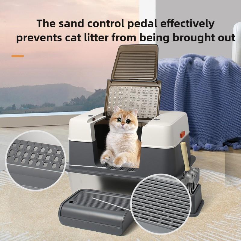 Stainless Steel Cat Litter Box Easy Clean Fully Enclosed Large Cat Toilet Corrosion Resistance Spatter-proof Pet Supplies
