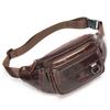 Genuine Leather Fanny Pack Cell Phone Bag Head Layer Cowhide Leather Chest Bag Multifunctional Sports Shoulder Crossbody Bag