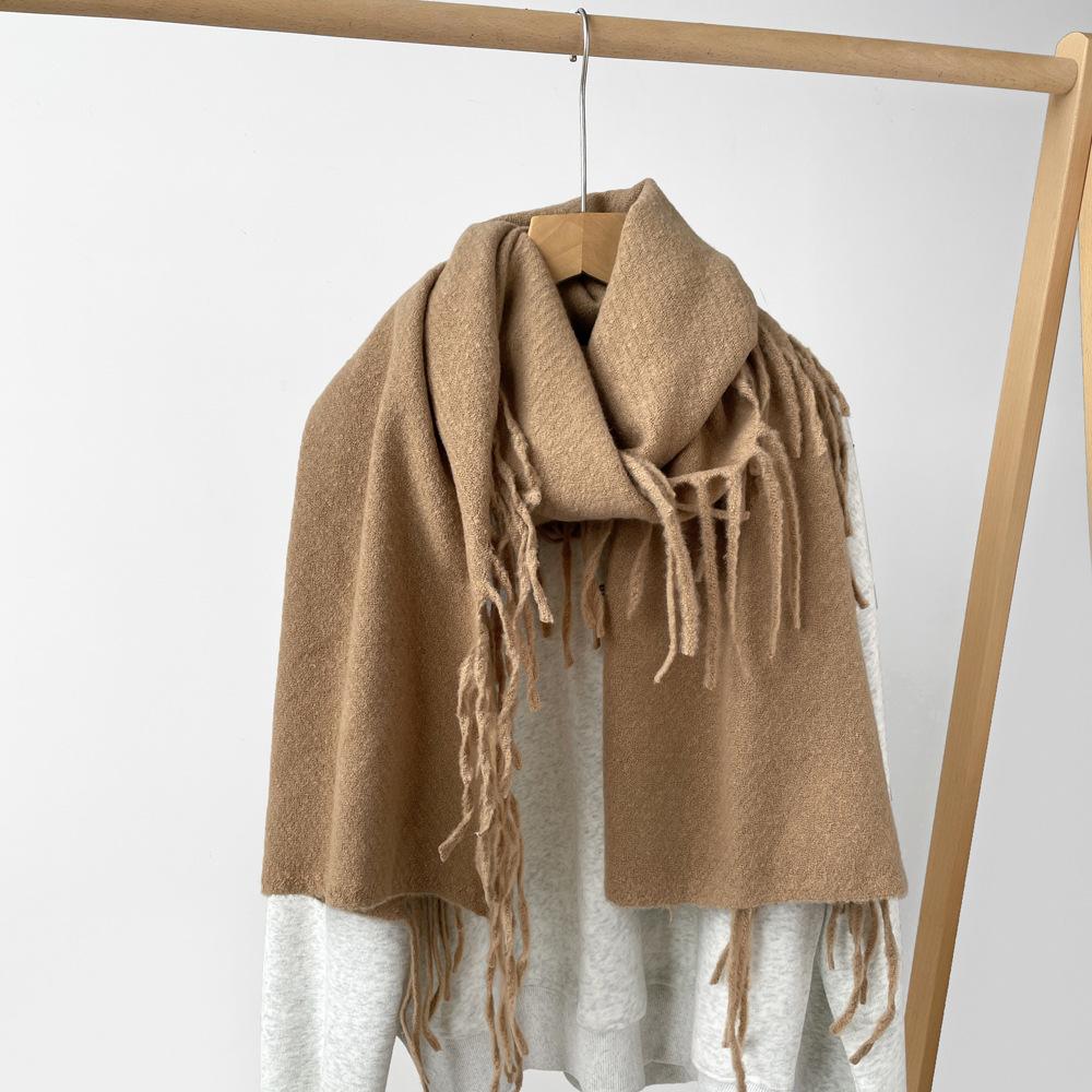 Solid color scarf Warm women s winter high-end loop yarn scarf Autumn and winter Korean versatile scarf Shawl women 220*45cm