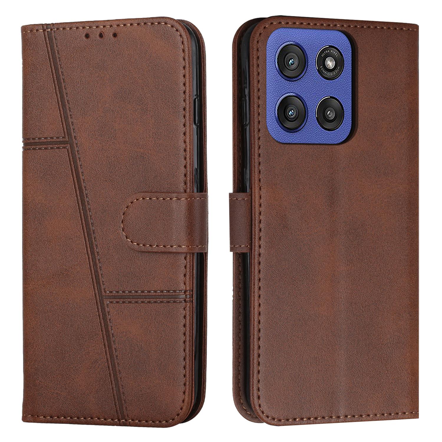 

For Motorola Moto G Stylus 5G (2025) Case Leather Stand Protective Phone Cover Brown