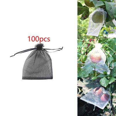 100 -piece Fruit Protection Bags, Black Versatile Mesh Protectors, with Network Bags Cord