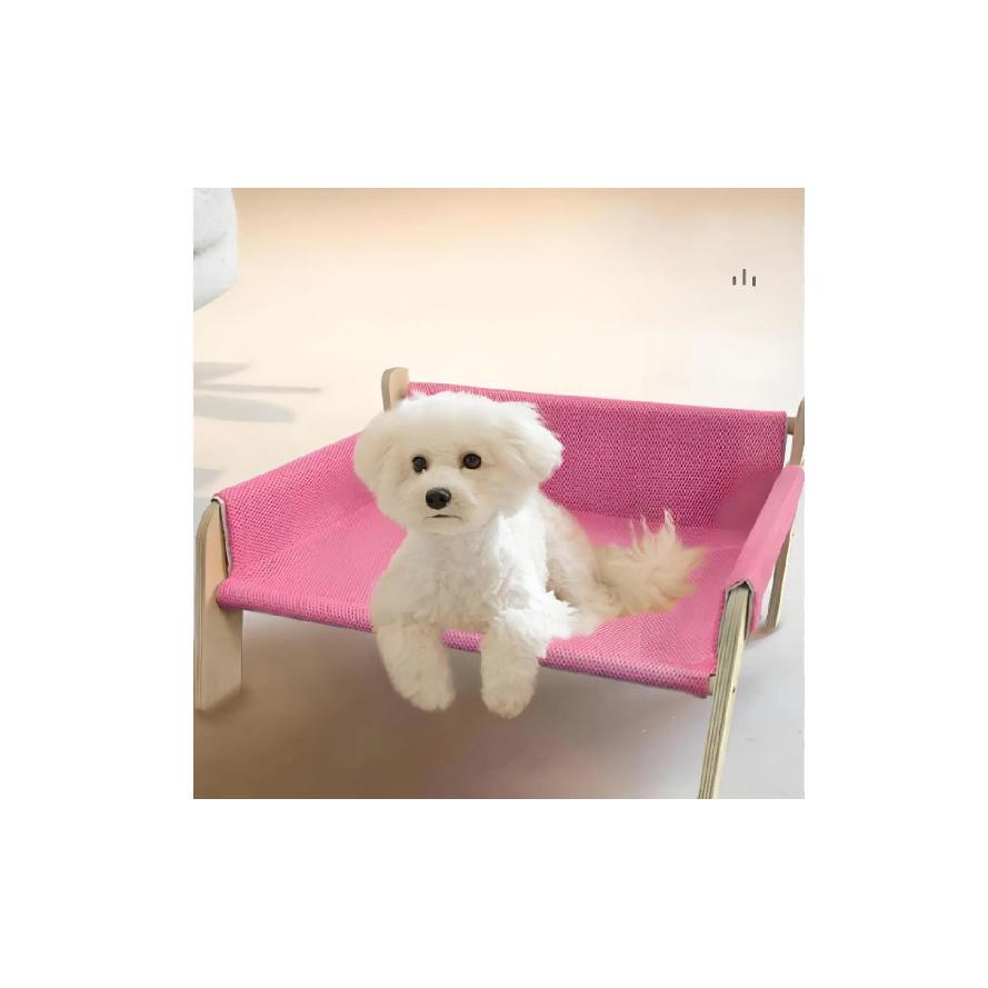 Cat Dog Lounge Chair Breathable Sturdy Wood Pet Sofa Wooden Pet Suspended Bed Easy Assembly Wooden Frame Kitty Bed Portable