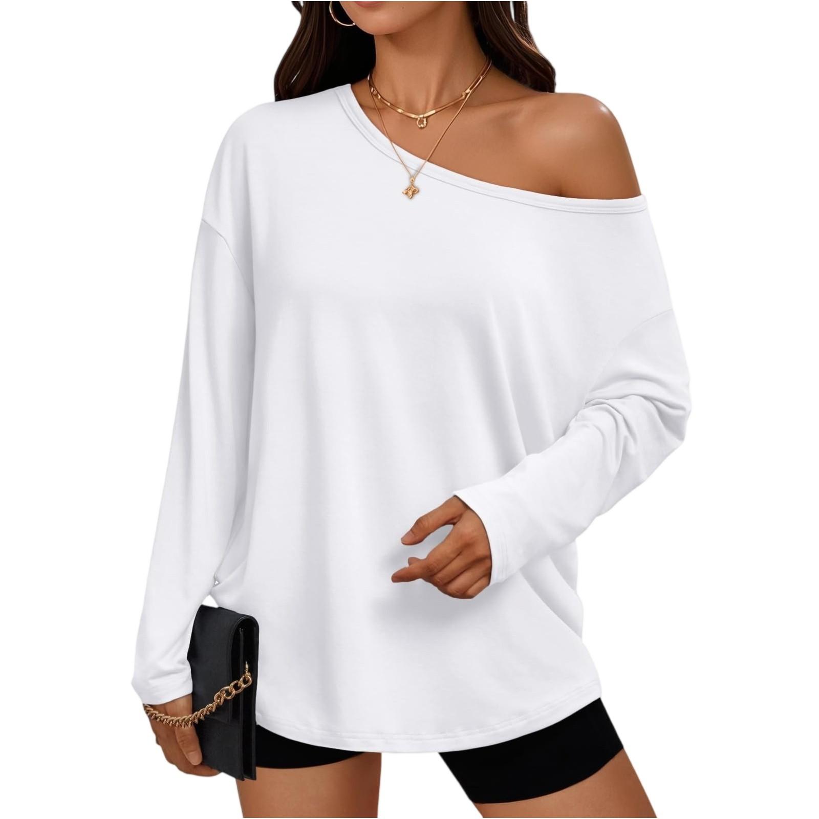 

Женский модный однотонный топ с круглым вырезом S белый