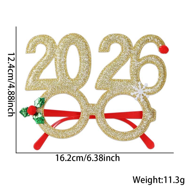 2026 Christmas Glasses Creative Digital Funny Glasses Christmas Party Decoration New Year Photo Plastic Glasses Frame