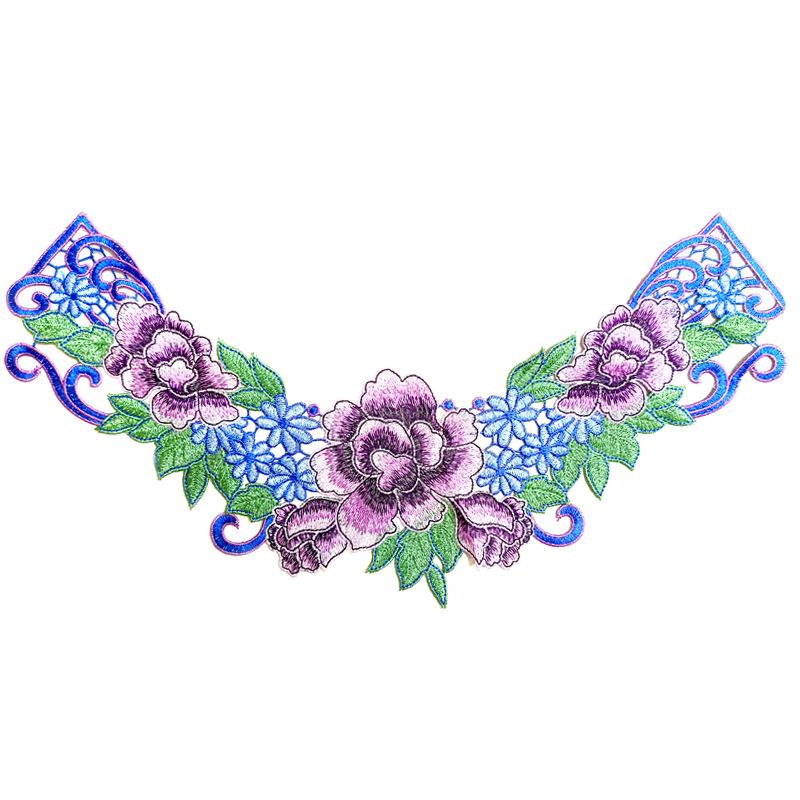 Color Embroidery Lace False Collar Heavy Industry Yarn-Dyed Embroidery Corsage Collar Polyester Hollow Collar Diy Lace Accessories