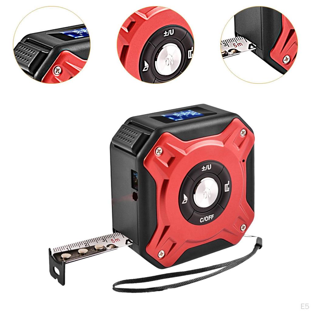 2 in 1 Light Tape Measure 131ft Diatance Meter & 16ft Manual Measuring Black and