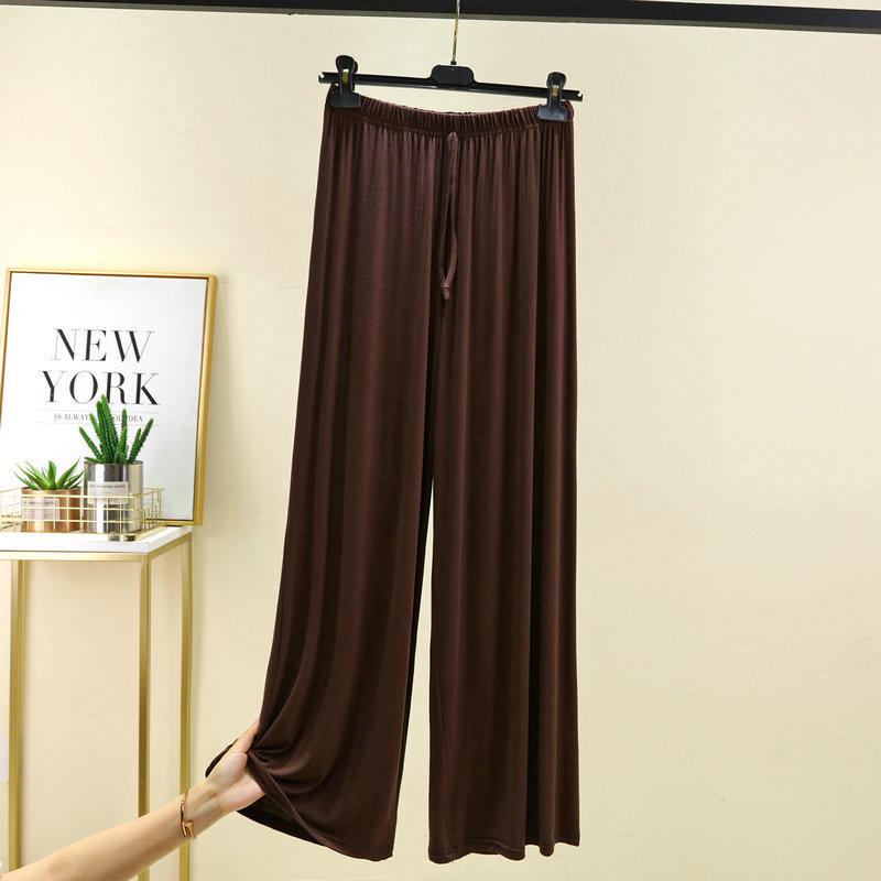 Plus Size Women's High-Waist Wide Leg Modal Pants - Solid Color, Loose Fit, Floor-Length, Summer Casual