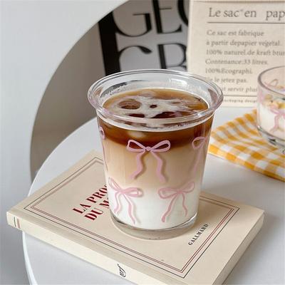 The Cutest Pink Bow Glass Cup Eespresso Iced Coffee Cup Mug for Summer DIY Drinks Drinkware Glass Bowl Cute Glass Tumbler Gift