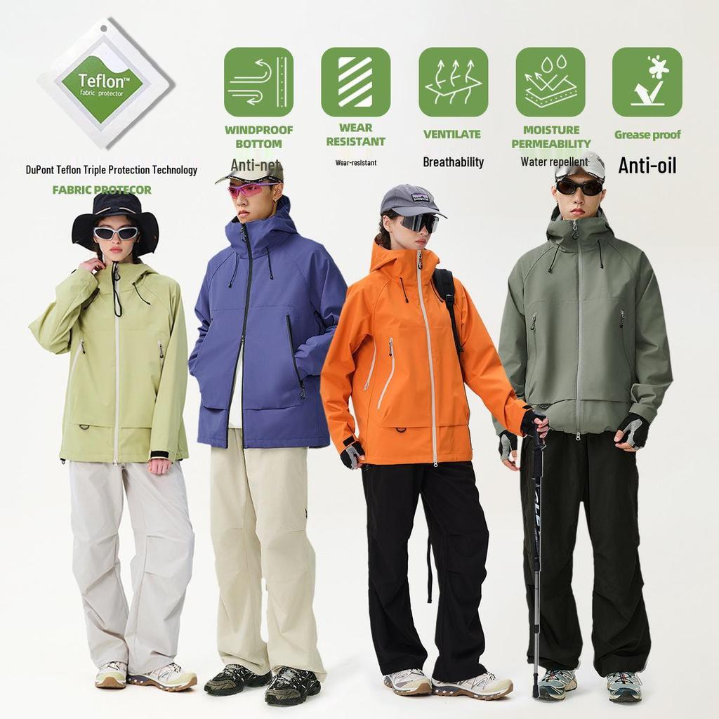 Unisex Mała Pomarańczowa Kurtka Górska 3 w 1 na Wiosnę i Jesień