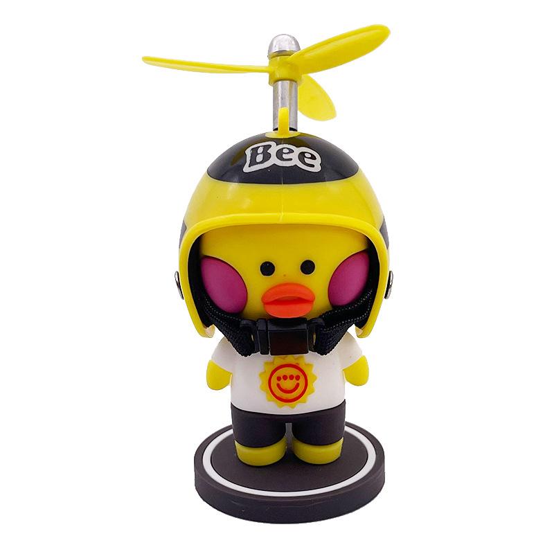 Broken Wind Yellow Duck With Helmet For Bike Motor Auto Car Accessories Wind-breaking Duck Car Interior Decoration