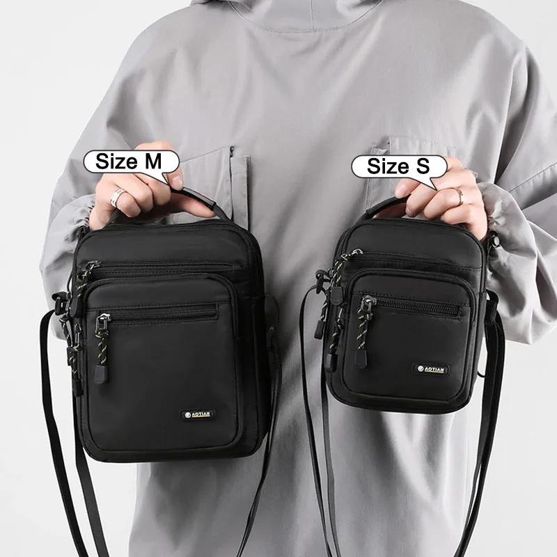 Men Casual Small Handbag Waterproof Nylon Crossbody Bags 12inch Men's Business Office Messenger Bag Shoulder Flap Bag XA33C