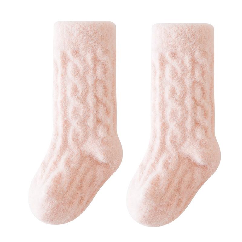 Winter Baby Mid-Tube Socks Fleece Thick Newborn Socks Warm Soft Solid Color Toddler Socks
