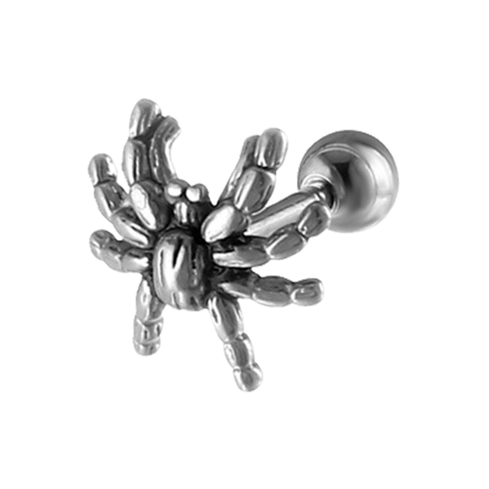 Vnox Punk Rock Spider Stud Earrings For Men,Gothic Stainless Steel Hip Hop Ear Halloween Jewelry