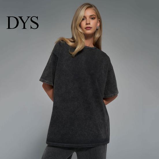 Men Women Casual Shirt T-shirt Round Neck Short Sleeve Loose Fit Tee Solid Color Washed Distressed Retro Pullover Tops Streetwear Top