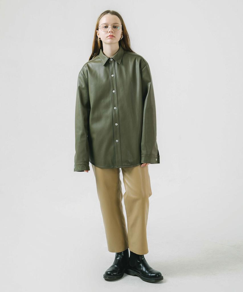 DREAMWORLD Leather Regular Pants_Beige