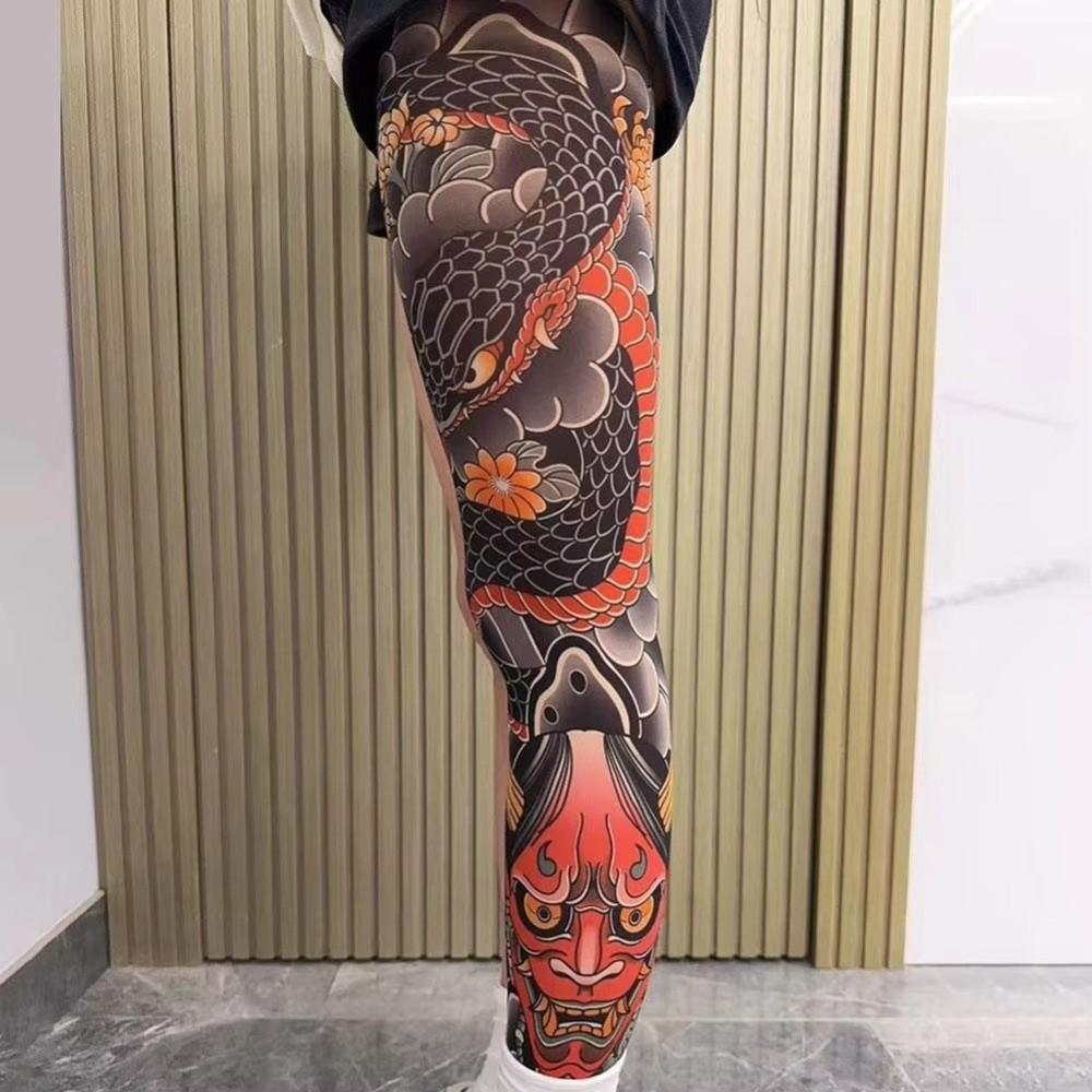 Printed Tights Fake Tattoo Socks Sun-proof Sexy Stockings New Fishing Elastic Socks  Unisex