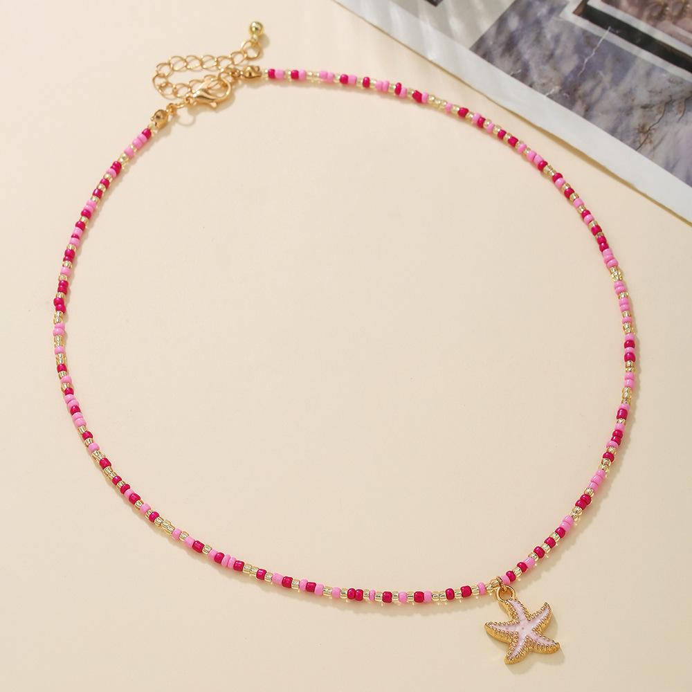 Vendita Calda Festa Parabrezza Collana di Perle di Riso Elementi Marini Femminile Stella Marina Versatile Ciondolo Collana Regolabile