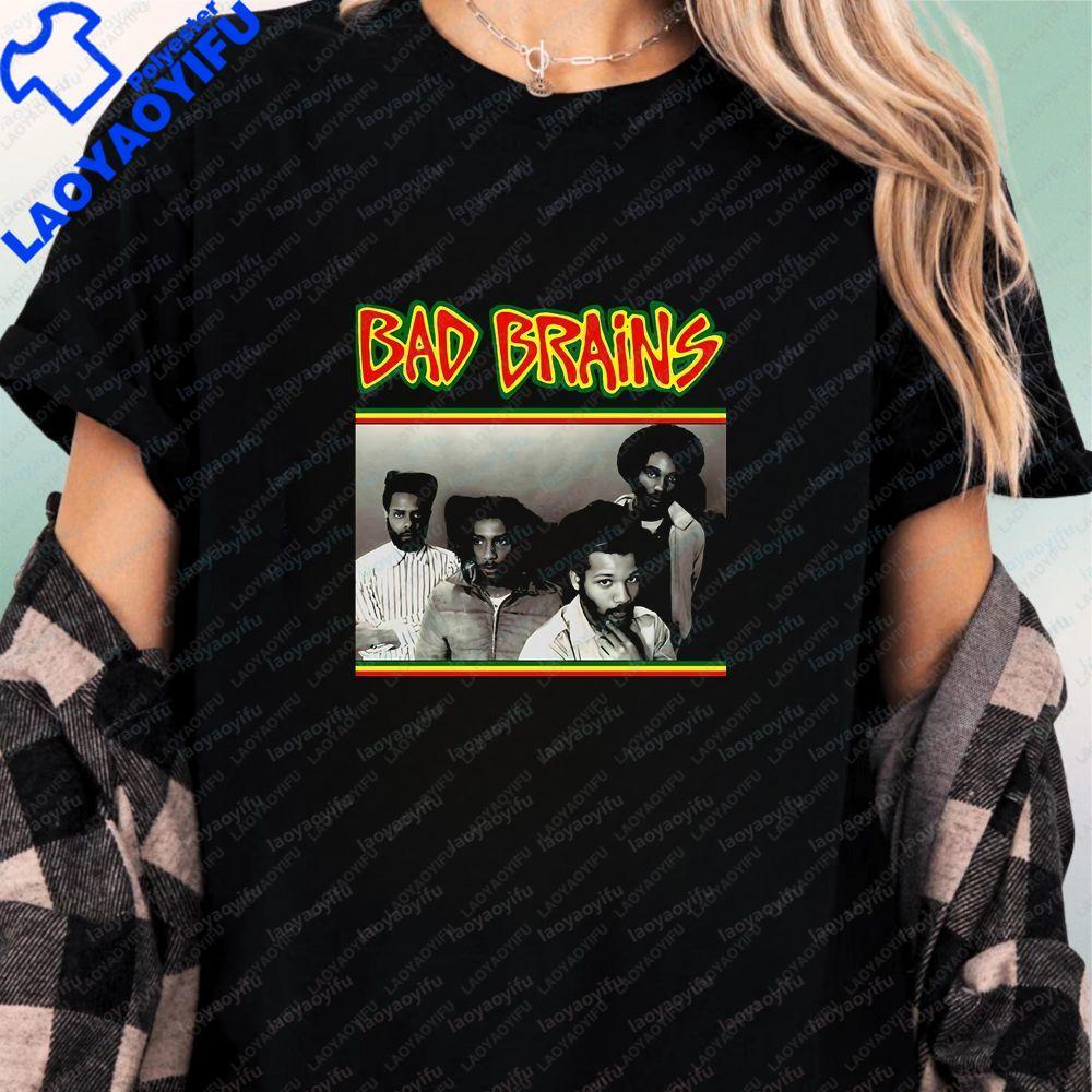 Bad Brains Classic Sports New Style Longsleeved Top and Tshirt Trendy Shortsleeved Unisex Pattern Roundneck Tshirt