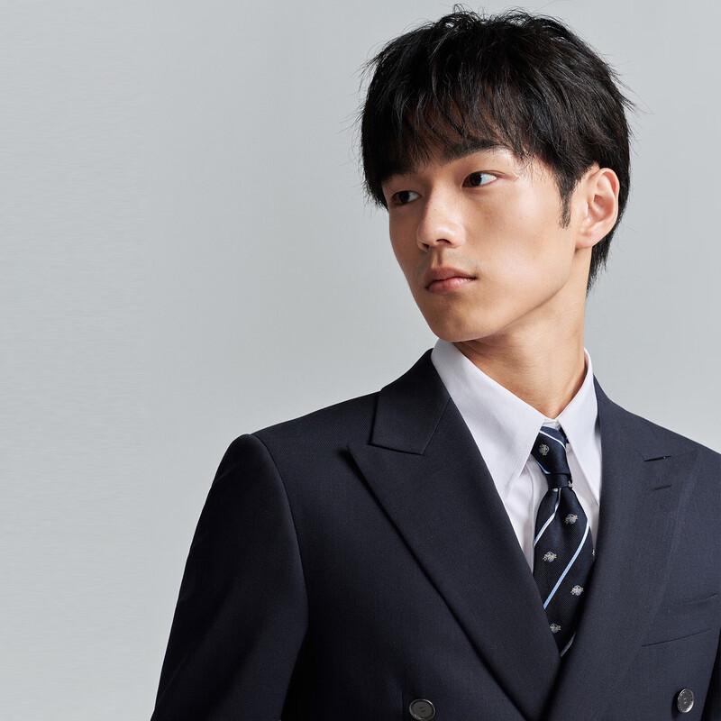 Baoxiniao Men's Business Double-breasted Suit Jacket - Deep Sea Blue