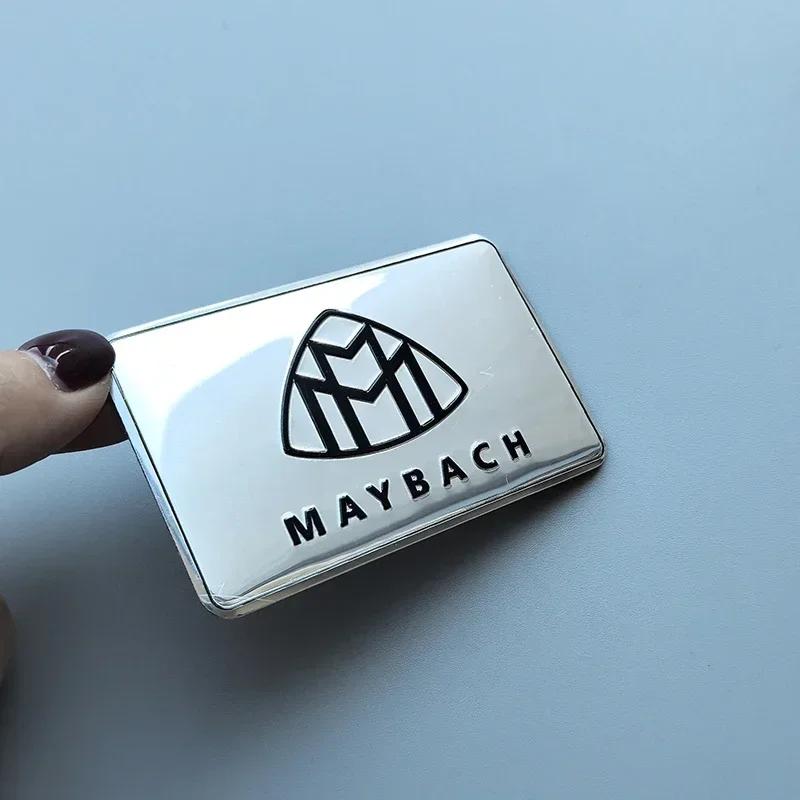 For Benz W206Square & Long Thin Aluminium Label Sticker Car Emblem for Mercedes Benz Maybach AMG Star Wheat B Badge Logo Black Silver