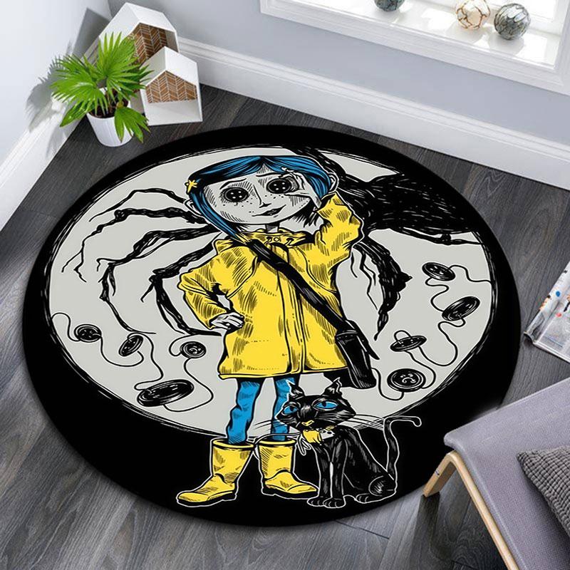 Coraline pattern round rug,Carpet Rug for Living Room Bedroom Playroom ,Non-slip Floor Mat,Holiday Gifts and Birthday Gifts.