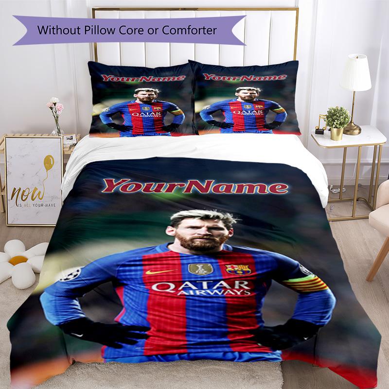 Messi 288 Customize your name Bedding Set Breathable Duvet Cover with Pillowcases Home Decoration Birthday Gift