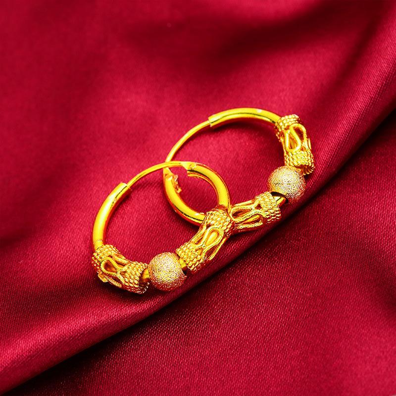 Transfer Beads Vietnam Sand Gold Transfer Beads Earrings Brass Gold-Plated Smooth Small Gold Beads Transfer Beads Women'S Earrings