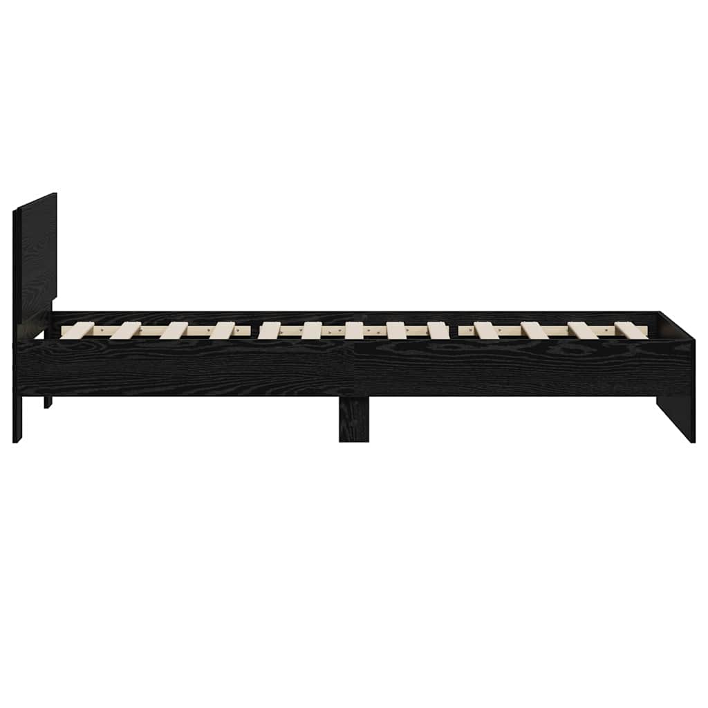 Bed Frame Black Oak Effect 75 x 190 cm Engineered Wood