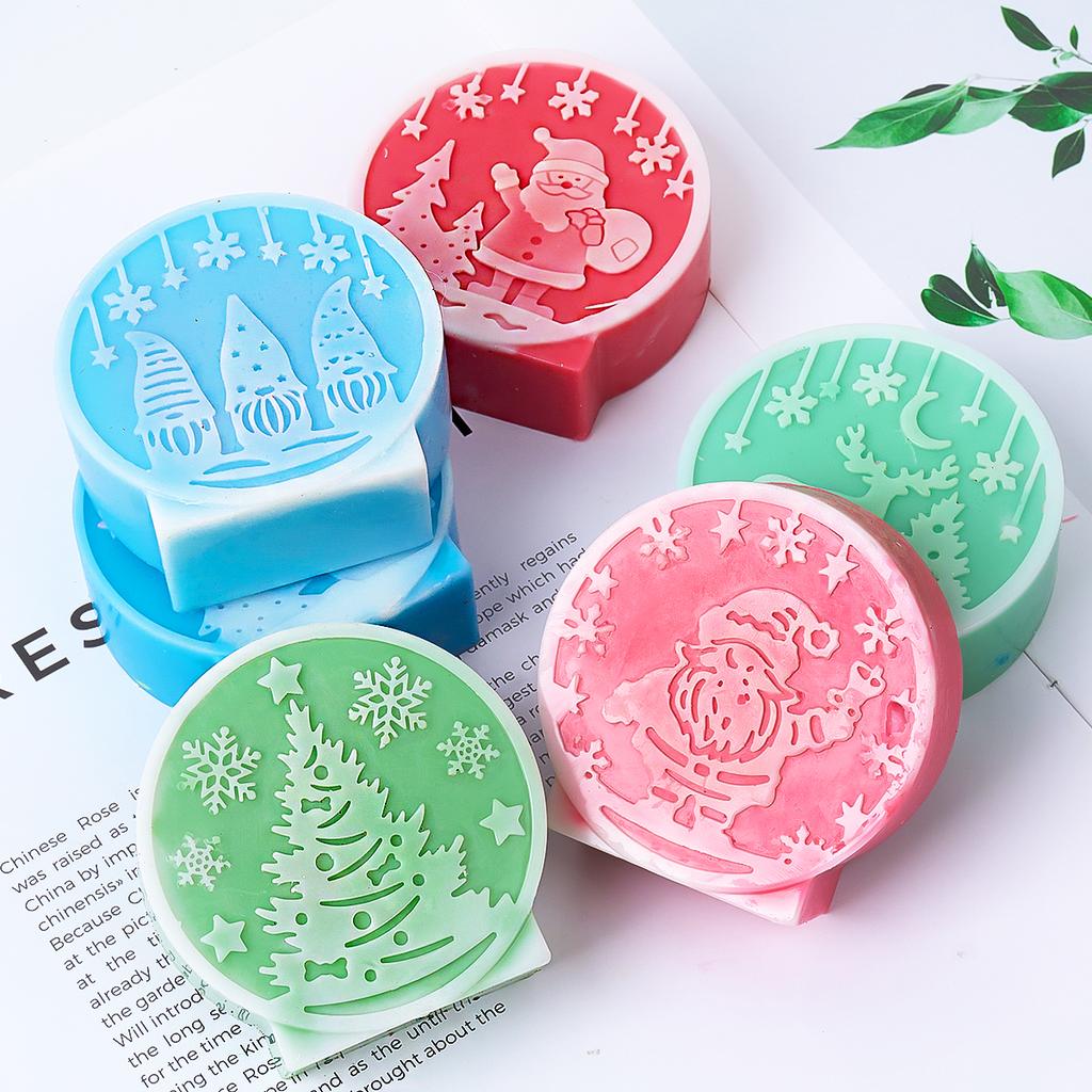 Christmas Ball Silicone Candle Mold DIY Relief Santa Claus Elk Craft Molds Plaster Resin Making Home Christmas Decor Art Gifts