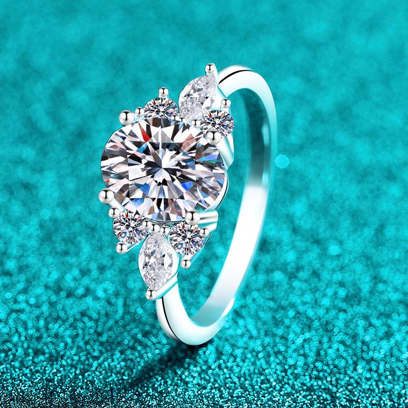 Luxury Women's Oval Moissanite Sterling Silver Ring - Exquisite High-End Festival Gift